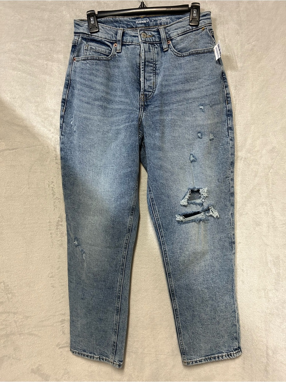NWT Old Navy Women's Light Wash Distressed High Rise Button Fly Jeans
